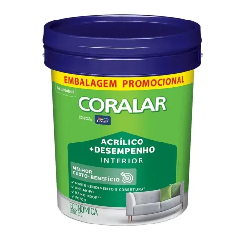Tinta Coralar Acrílico + Desempenho Interior 20L