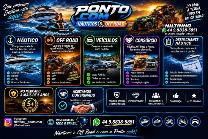 Compra e venda, consócios, e despachante náutico.