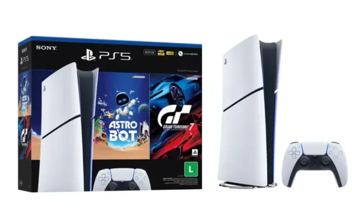 PlayStation 5 Edição Digital 825GB 1 Controle Branco Sony com 2 Jogos