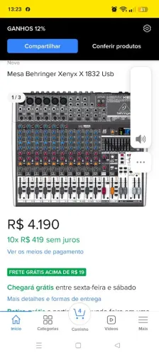 Mesa de som Behringer xenyx 1238usb