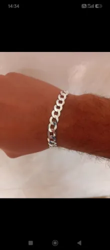 Prata 925 Pulseira 8mm Grumet Nova