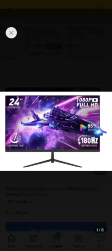 Monitor Gamer Rehisk 24 Ips 180hz Fhd 1ms Gamer Pc Cor Preto
