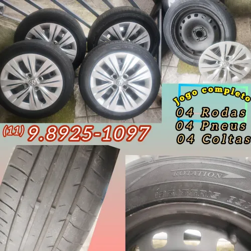 Rodas c/pneus e calotas aro 15 perfil baixo 