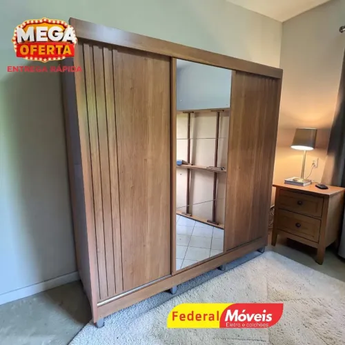Guarda Roupa com Espelho Casal 3 Portas - Preço Imbatível 