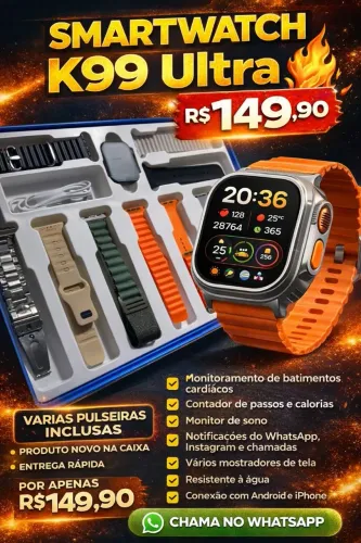 SMARTWATCH K99 ULTRA COM 7 PULSEIRAS