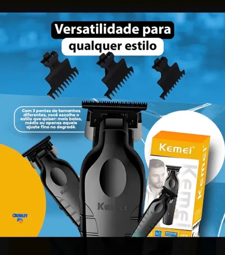 Máquina De Acabamento Corta Cabelo Profissional Kemei 2299 P Preto 127/220v