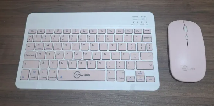Kit Teclado e Mouse Sem Fio Bluetooth Recarregável + Apoiador pra celular/tablet