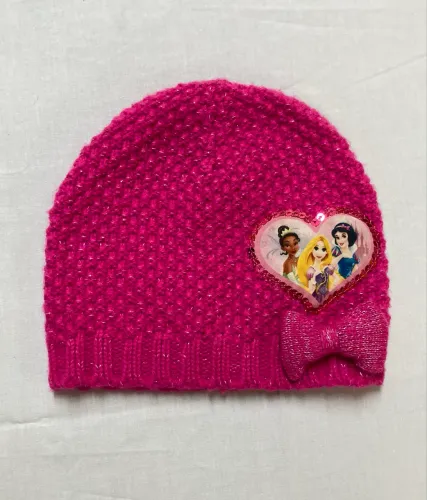 Touca Infantil de Lã Rosa das Princesas 