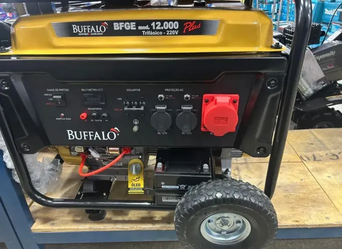 Gerador de Energia 12.5 kVA Gasolina Trifásico 380v Partida elétrica Buffalo