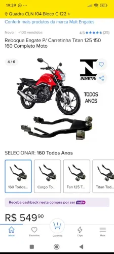 Engate para moto carretinha 