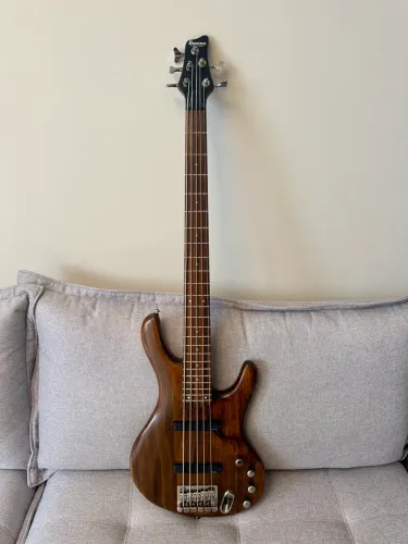 Baixo Ibanez EDB555 Ergodyne no acabamento Walnut Flat ano 2008.