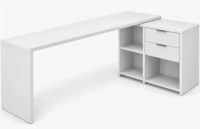 Escrivaninha Articulada Office Notável (Branca) - Mesa de Canto ou Reta<br>