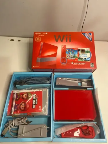 Nintendo Wii Vermelho Edição Especial 25 Anos Mario - Caixa Completo