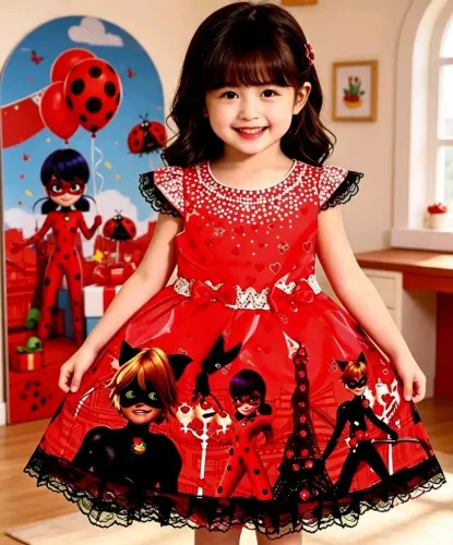 Vestido infantil personagem Lady bug . Novo . Veste de 3 a 5 anos