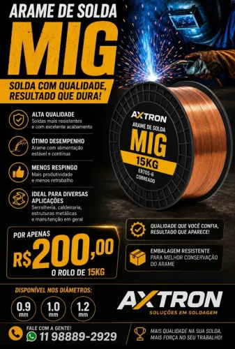 Arame de Solda MiG 0.9, 1.0 e 1.2 de 15kg