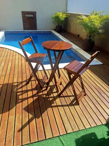 Conjunto Mesa Bistrô Redonda Madeira