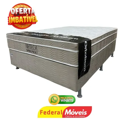 Cama Box Casal Colchão 25cm altura e Base 1,38m Ortobom - Campeã de Vendas