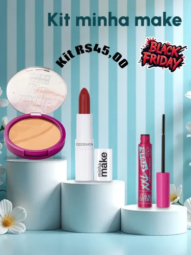 Kit pó + máscara cílios+ Baton + brinde