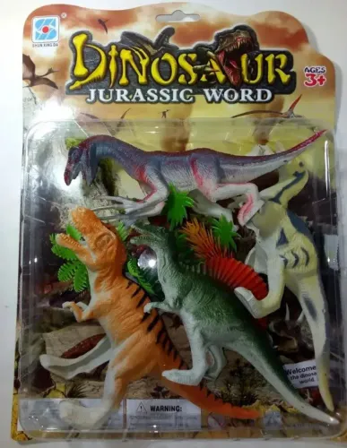 Dinosaurios Plasticos Juguete 4u + Plantas Blister Rosario