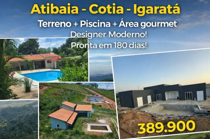 UM PEDAÇO DO PARAÍSO PARA CHAMAR DE SEU!! CASAS MODULARES EM IGARATA, ATIBAIA E COTIA!Igar