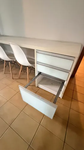 Bancada Escritório 2,80m - 3 Lugares + Gaveteiros com arquivo