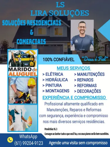 Marido de aluguel, faz tudo, eletricista, bombeiro hidráulico, montador de moveis.