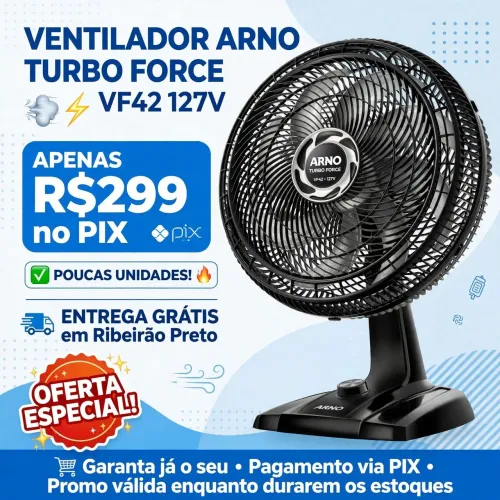 Ventilador Arno vf42 40cm 127v NOVO