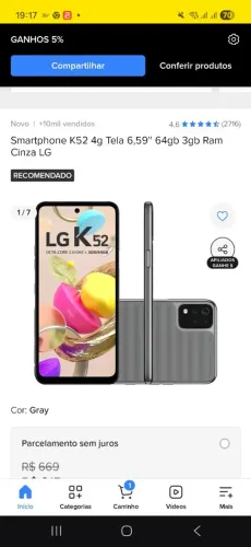 Celular Smartphone LGK52