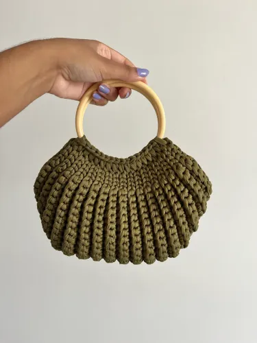 Bolsa de Crochê Fio de Malha Extra Premium A Pronta Entrega Com Alça De Aro Rígido