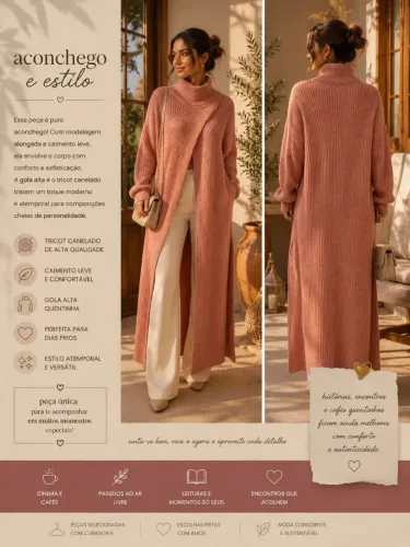SOBRETUDO EM LÃ SHEIN (ROSA ANTIGO)