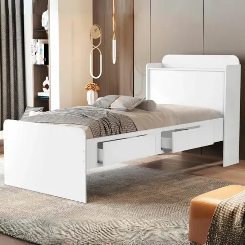Cama Solteiro Baú Tamires Branco tt76