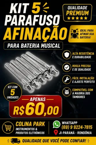 Kit 5 Parafuso Afinação Bateria