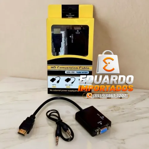 Adaptador Conversor de Video HDMI para VGA com Saída de Áudio P2 (Pc, Noteb, Monitor, TV)