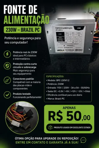 Fonte de Alimentação Brazil PC 230W - modelo BPC-230V1.2