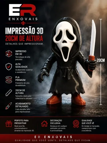 Ghostface colecionavel INCRIVEL 20cm IMPRESSÃO 3D