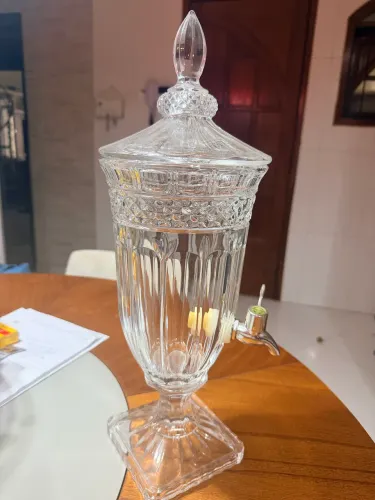 Suqueira de Cristal/Vidro Luxo com Torneira - Grande e Decorativa