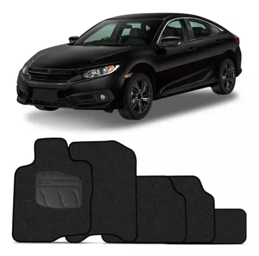 Tapete Carpete Honda Civic 2017 - Preto 5PÇ