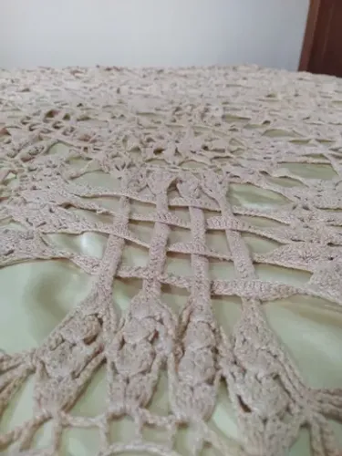 Colcha de crochê, casal, feita à mão, artesanal