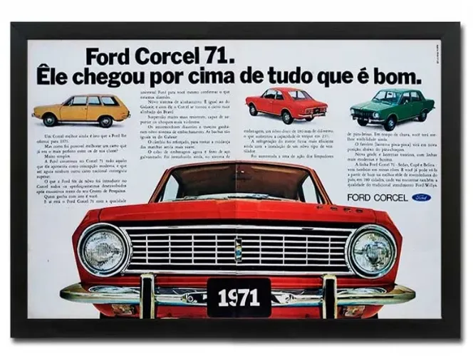 Ford Corcel e Belina 1971 - Quadro decorativo com propaganda original