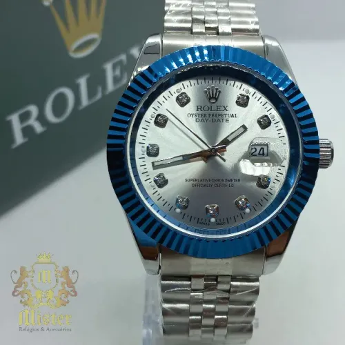 Relógio Rolex Oyster Perpetual Day-Date Aro Azul
