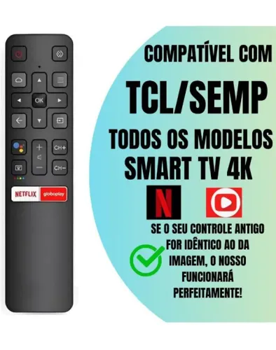 Controle Remoto Universal para TCL/SEMP Smart TV 4K