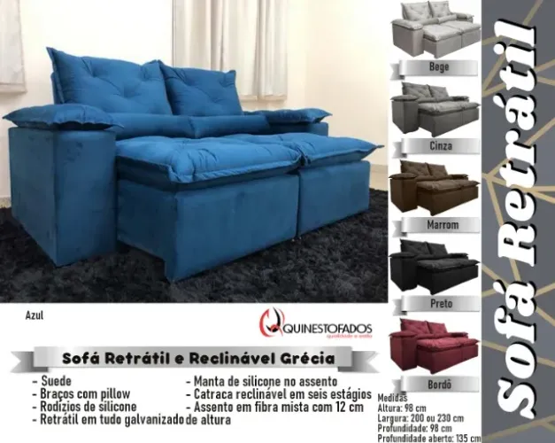 sala sofa retratil e reclinavel de 200 cm