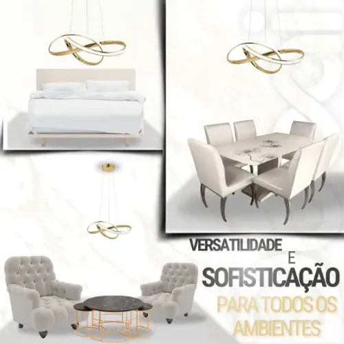 Lustre Pendente Led 40w Moderno 3 Em 1 Dourado Bivolt Nitrolux LP-02D