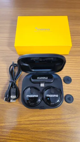 Microfone profissional de lapela MAONO WM620 USB tipo C 2 microfones sem fio 