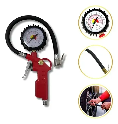 calibrador pneus com manômetro 220psi/16bar 1/4 profissional thy-0169