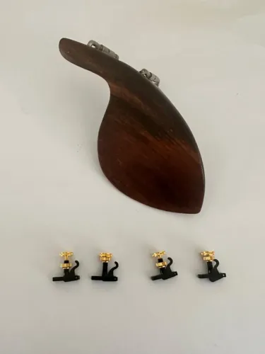 Queixeira de Ébano mais 4 Micro Afinadores para Violino 4/4