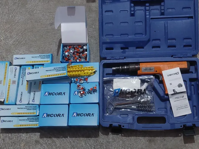 Kit Pistola de Fixação Finca Pino à Polvora Concreto e Aço - Âncora