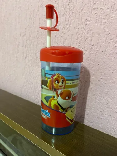 Copo com canudo Patrulha Canina