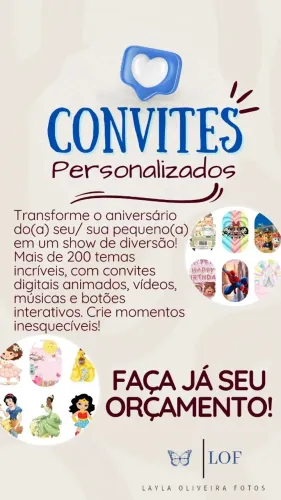 CONVITE INTERATIVO DIGITAL/MAIS DE 200 OPÇÕES