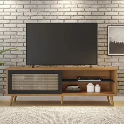 Rack Para Sala Retrô TV até 60 Polegadas Notável NT1175 Freijó/Preto